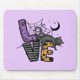 Mousepad Gato Negro preguiçoso na aranha com amor