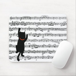 Mousepad Gato Negro Subindo Na Música