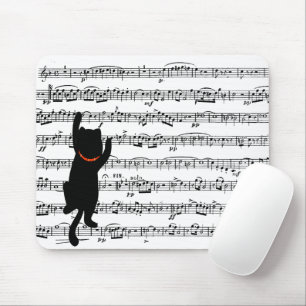Mousepad Gato Negro Subindo Na Música