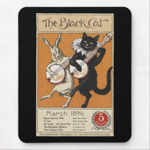 Mousepad Gato negro tocando Banjo, artista desconhecido