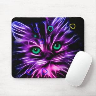 Mousepad gato néon colorido
