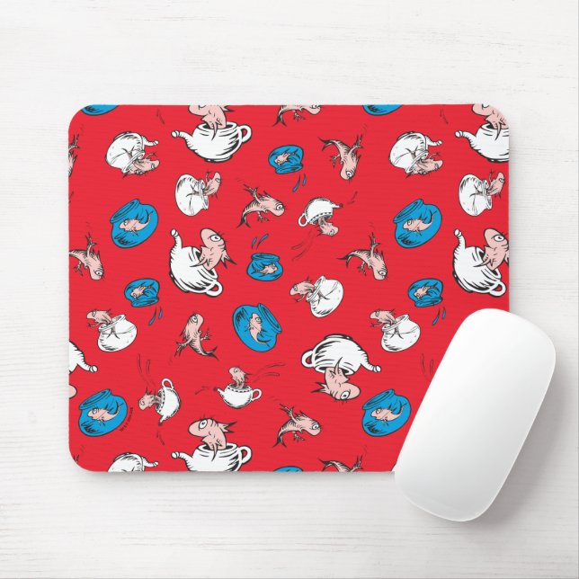 Mousepad Gato No Chapéu | O Padrão Vermelho Do Peixe (Com mouse)