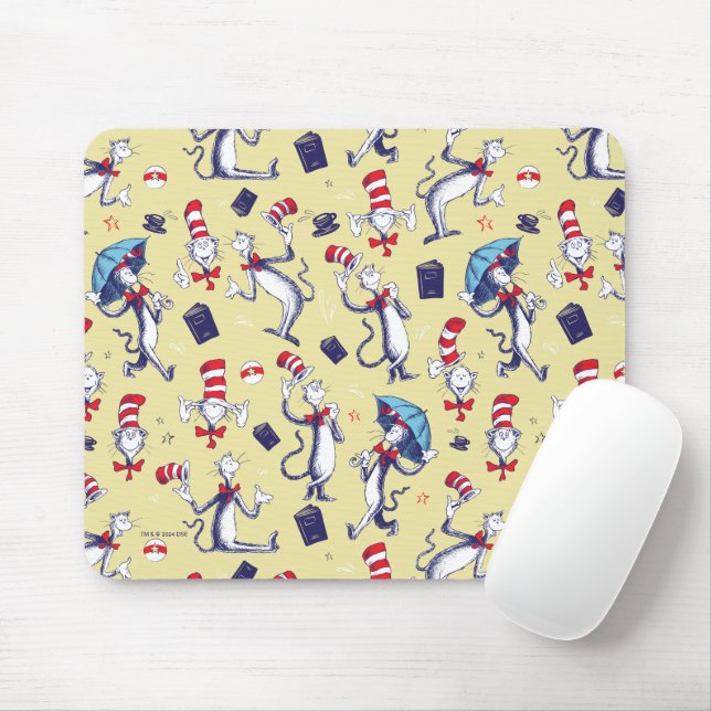 Mousepad Gato No Chapéu | Padrão amarelo (Com mouse)
