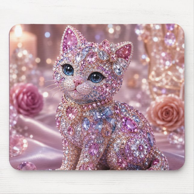Mousepad Gato Noturno de Veludo Estético Impresso (Frente)