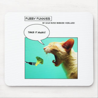 Mousepad Gato peludo e brócolos do ~ de Funnies