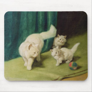 Mousepad Gato persa branco com dois gatinhos