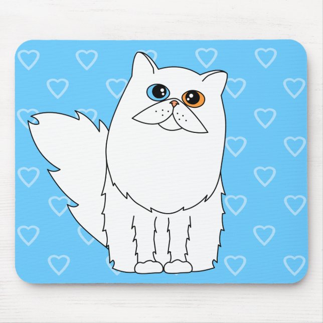 Mousepad Gato persa branco com olhos impares (Frente)