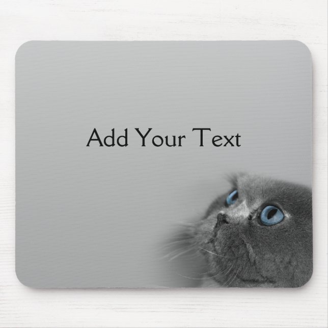 Mousepad Gato persa cinzento com olhos azuis no cinza (Frente)