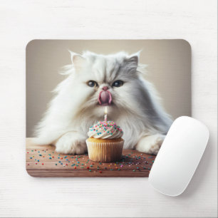 Mousepad Gato Persa Com Cupcake De Aniversário