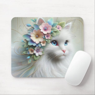 Mousepad Gato Persa Com Laurel Floral