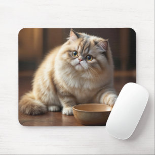 Mousepad Gato Persa Com Uma Tigela De Comida Vazia