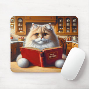 Mousepad Gato Persa Lendo um Livro