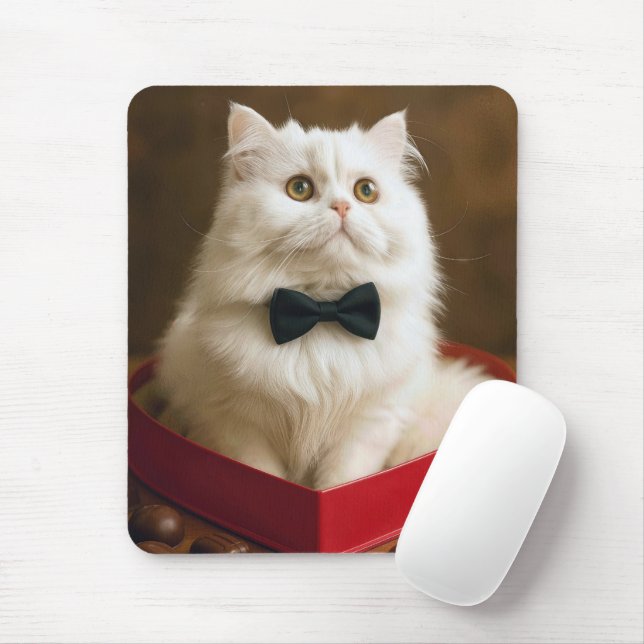 Mousepad Gato Persa na Caixa de Doces do Dia dos Namorados (Com mouse)
