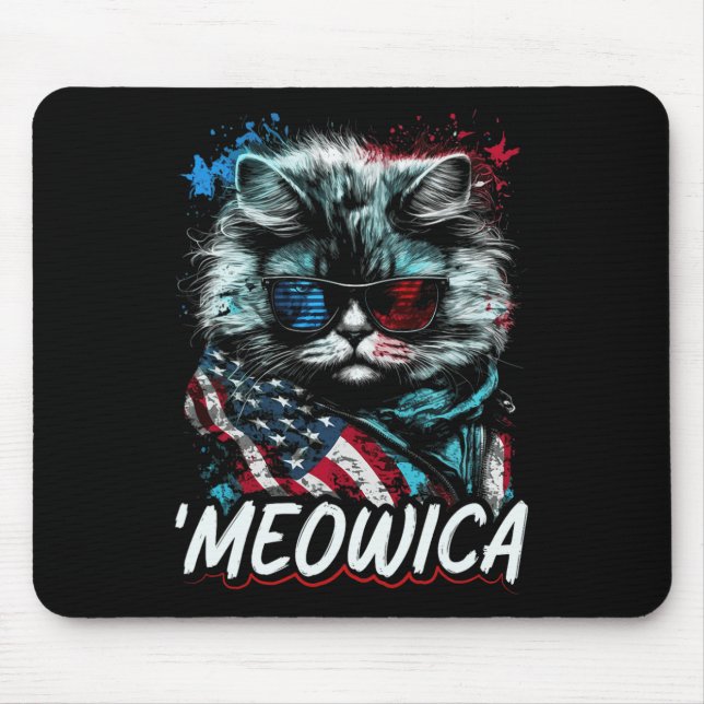 Mousepad Gato Persa Patriótico Merica (Frente)