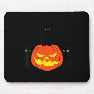 Mousepad Gato Preto Assustador Abóbora de Halloween Gatos J