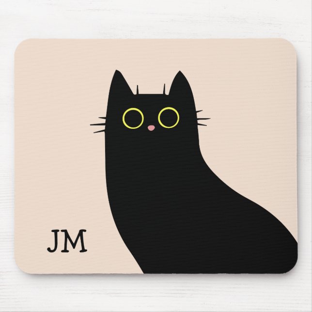 Mousepad Gato preto bonito no estilo do Meio século (Frente)