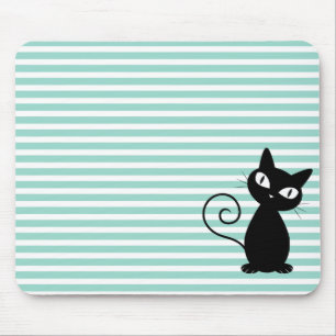 Mousepad Gato Preto Caprichoso Fofo em Listras