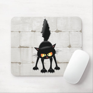 Mousepad Gato Preto Cartoon Engraçado e Feroz 