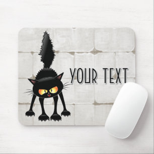 Mousepad Gato Preto Cartoon Engraçado e Feroz 