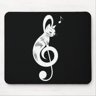 Mousepad Gato Preto Clave de Sol Kit de Música Notas de Gat