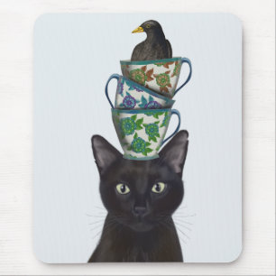 Mousepad Gato Preto com Teacups e Blackbird