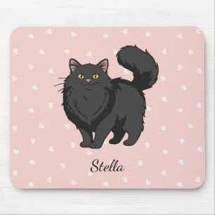 Mousepad Gato Preto de Cabelo Comprido Personalizado