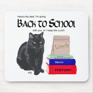 Mousepad Gato Preto de Volta à Escola