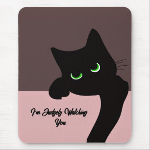 Mousepad Gato Preto Divertido Espiando Personalizado Estéti