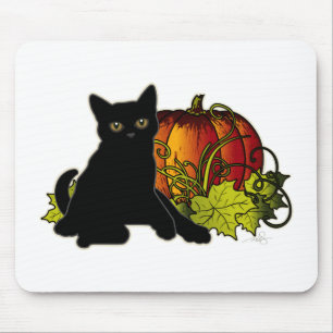 Mousepad Gato preto e abóbora