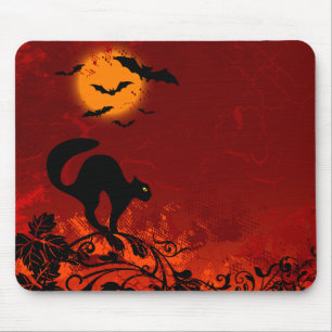 Mousepad Gato preto e bastões do Dia das Bruxas