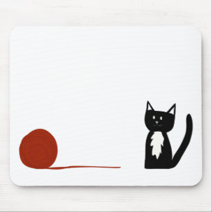 Mousepad Gato preto e branco bonito do smoking com fio
