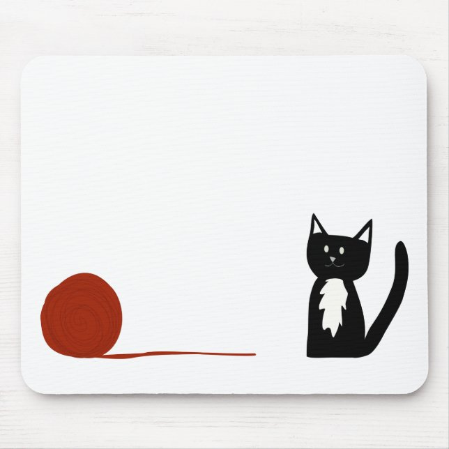 Mousepad Gato preto e branco bonito do smoking com fio (Frente)