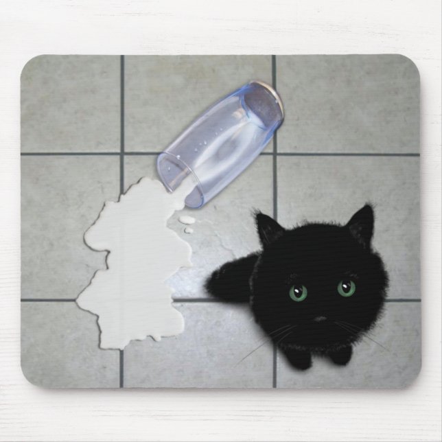 Mousepad Gato preto e leite derramado (Frente)