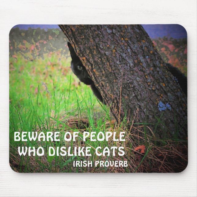 Mousepad Gato preto e provérbio do irlandês (Frente)
