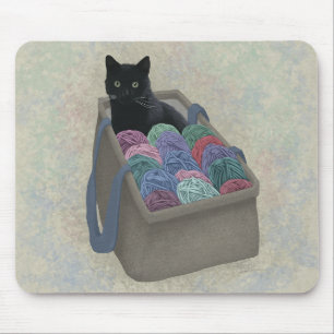 Mousepad Gato preto em saco de fio