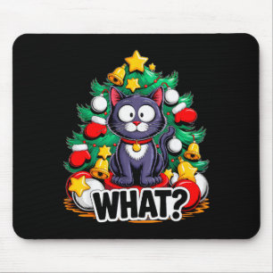 Mousepad Gato Preto Engraçado Árvore de Natal Natal Alegre 