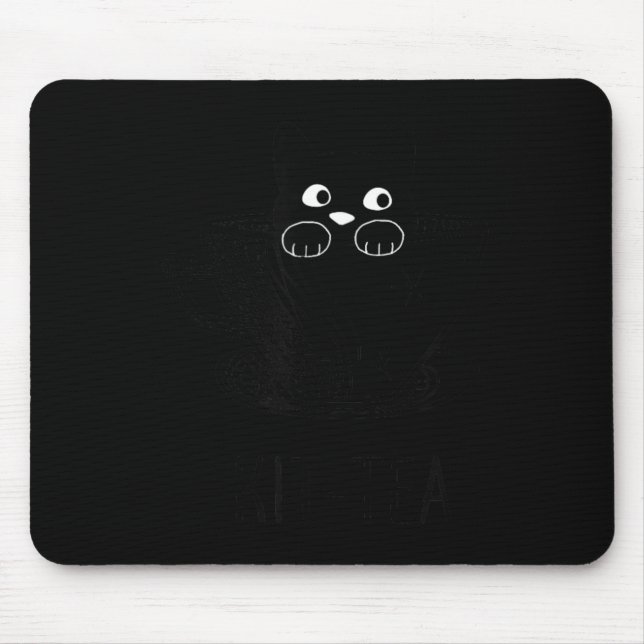 Mousepad Gato Preto Engraçado Gráfico Kit-Tea (Frente)