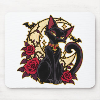 Mousepad Gato Preto Familiar da Lua de Sangue Lua Crescente