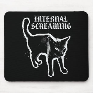 Mousepad Gato preto gritando internamente ansiedade felina
