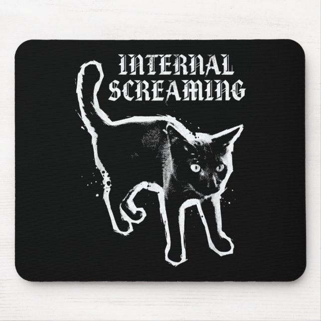 Mousepad Gato preto gritando internamente ansiedade felina  (Frente)