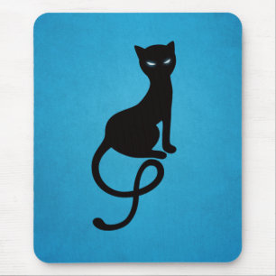 Mousepad Gato preto mau gracioso azul