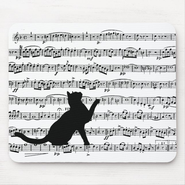 Mousepad gato preto na música (Frente)