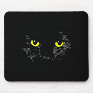 Mousepad Gato Preto Olhos Amarelos Rosto de Gatinho Hallowe