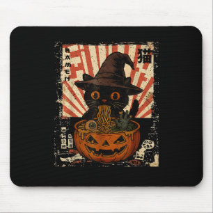 Mousepad Gato Preto Sapo Comendo Ramen Japonês Halloween W