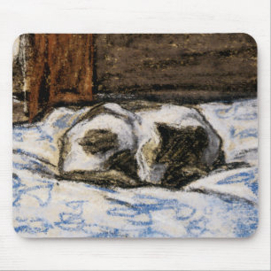 Mousepad Gato que dorme em uma cama