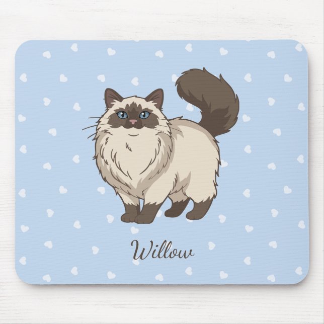 Mousepad Gato Ragdoll Fofo Personalizado (Frente)