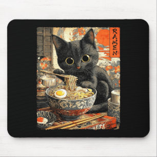 Mousepad Gato Ramen Engraçado Amantes de Macarrão Anime Ota