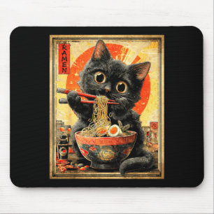 Mousepad Gato Ramen Engraçado Amantes de Macarrão Anime Ota