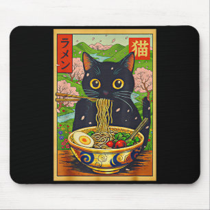 Mousepad Gato Ramen Fofo Flores Da Natureza Anime Macarrão