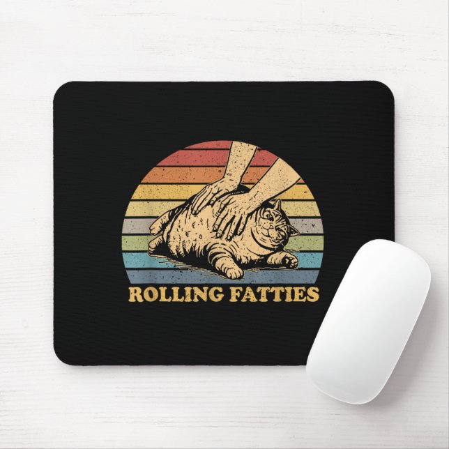 Mousepad Gato Rolando Gorduras Engraçado (Com mouse)